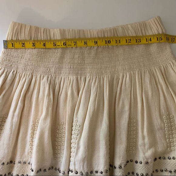 Isabel Marant Étoile Ecru Cotton Alea Embroidered Studded Mini Skirt, 44 - Picture 15 of 16